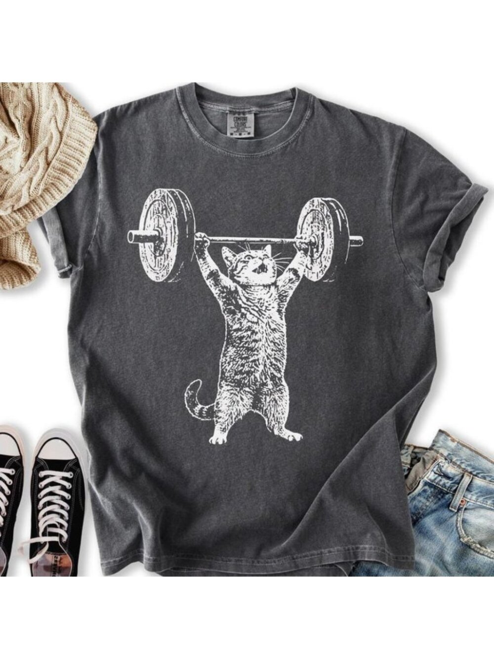 Funny Cat Gym Shirt, Cat Workout T Shirt, Funny Deadlift Cat Meme Shirt
